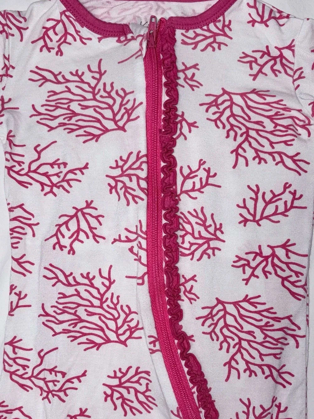 Kickee Pants pink and white sleeper with drop seat sz 12-18 months EUC